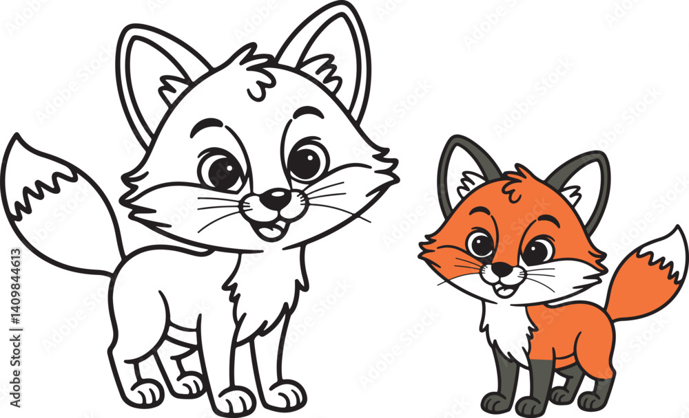 Fototapeta premium Coloring Book Cute Cartoon Cat Character Vector Illustrations , Coloring Page 