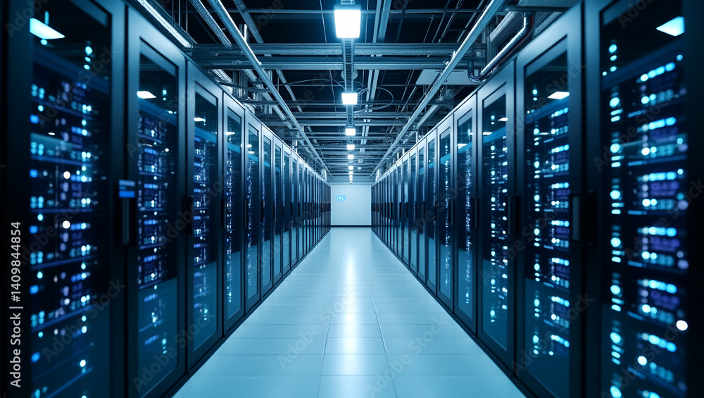 Modern Cloud Data Center Design: State-of-the-Art Infrastructure, Energy Management, Security Systems for Enterprise Digital Operations - Empty Space for Text Modern Cloud Data Center Design: State-of-the-Art Infrastructure, Energy Management, Security Systems for Enterprise Digital Operations - Empty Space for Text
