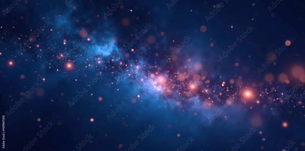 Fototapeta premium Glowing stars and galaxy background in night sky with soft focus, universe, dark sky