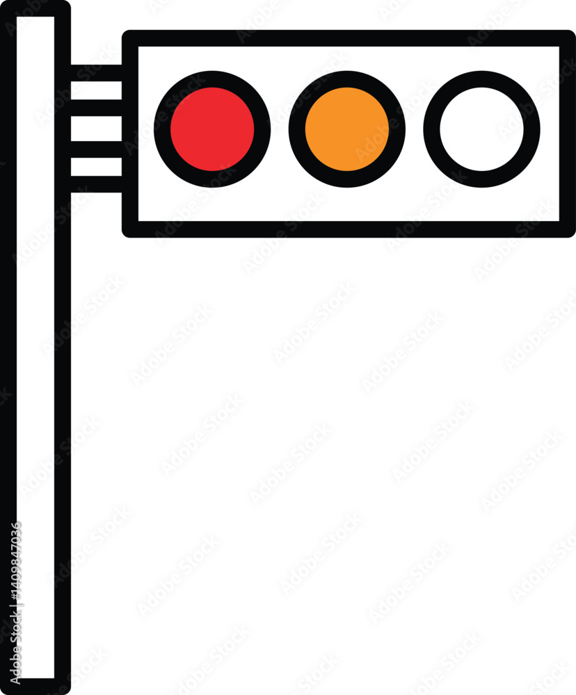 Minimal Traffic Light Icon with Red and Yellow Signals Minimal Traffic Light Icon with Red and Yellow Signals