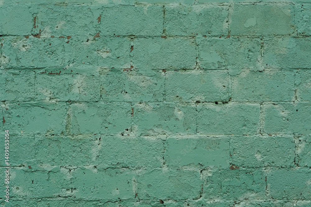 Obraz premium green painted brick wall