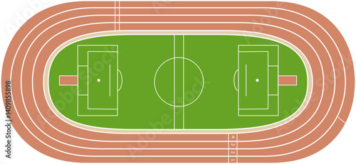 Olympic Sports Stadium Layout with Soccer Field and Running Track