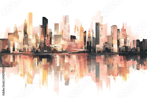 Abstract Cityscape Panorama of a Modern Metropolis
