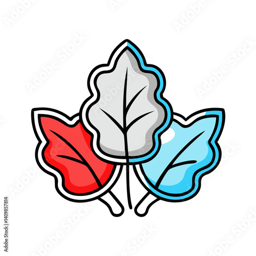 Three leaves symbolizing ecological diversity or seasons.