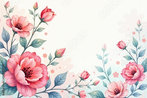Delicate watercolor paisley flowers, soft pastel palette, decorative, repeat, romantic