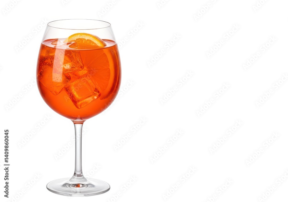 Refreshing aperol spritz cocktail with orange slice garnish isolated on white background Refreshing aperol spritz cocktail with orange slice garnish isolated on white background
