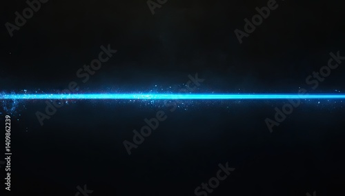 Abstract glowing blue horizontal line on dark background