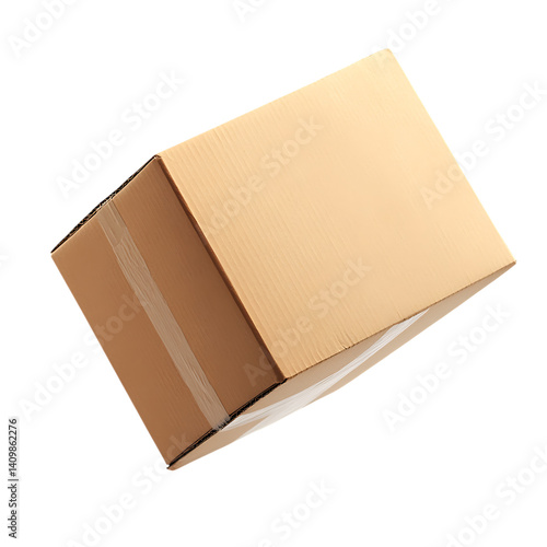 Brown parcel cardboard box flying png