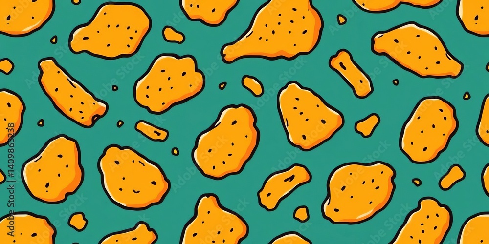 Adorable doodle fried chicken pieces in a repeating seamless pattern, perfect for backgrounds, takeaway, drumstick Adorable doodle fried chicken pieces in a repeating seamless pattern, perfect for backgrounds, takeaway, drumstick