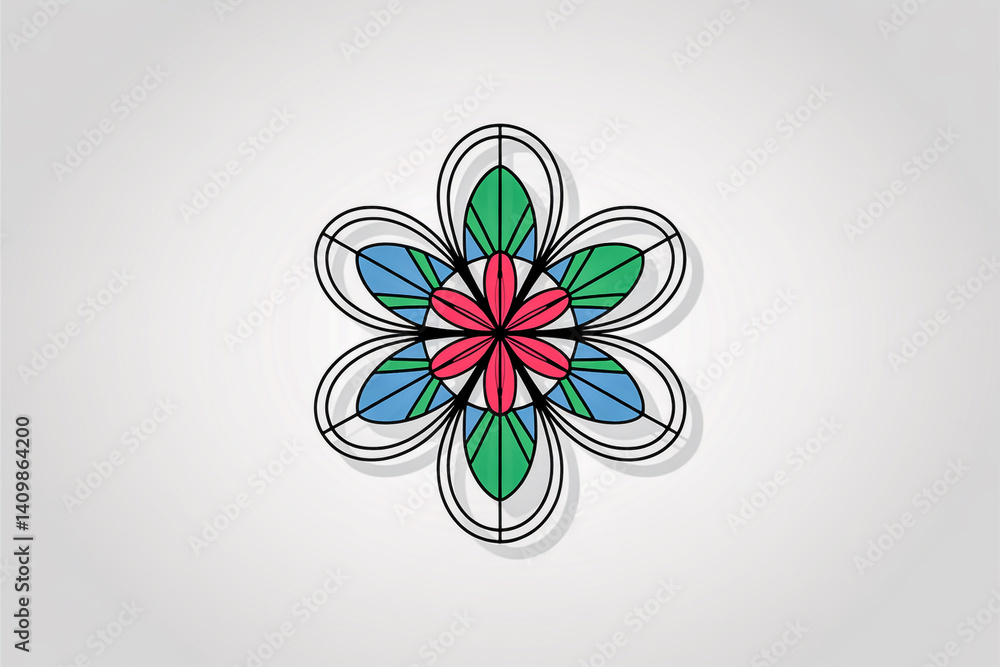 Abstract flower outline, geometric shapes, modern tattoo-style Abstract flower outline, geometric shapes, modern tattoo-style