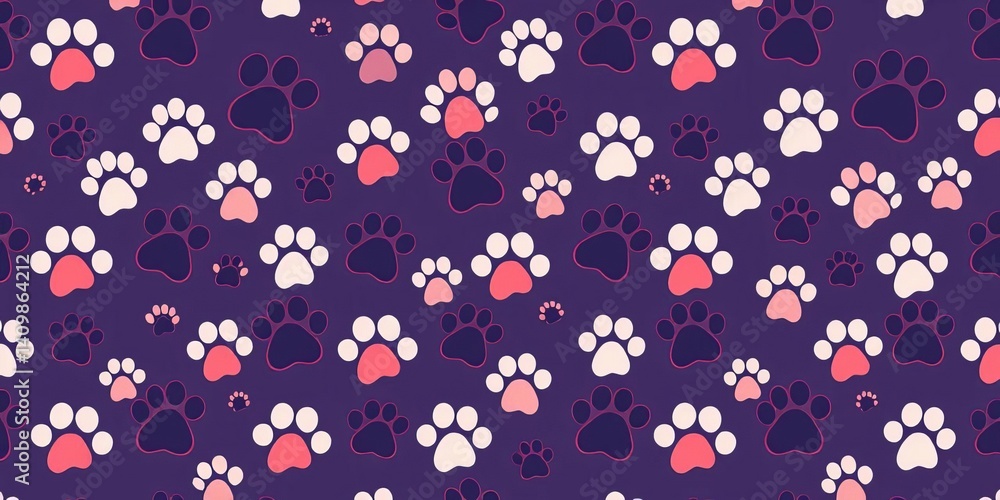Adorable seamless pattern of playful dog paw prints, perfect for pet-themed backgrounds and accessories, wrapping paper, dog paw Adorable seamless pattern of playful dog paw prints, perfect for pet-themed backgrounds and accessories, wrapping paper, dog paw