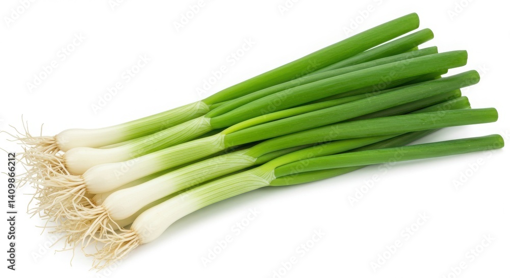 A photorealistic image of fresh green onions A photorealistic image of fresh green onions