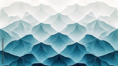 Abstract symmetrical geometric design illustration resembling undulating mountains
