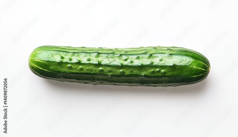 Fresh Green Cucumber Isolated on White Background for Healthy Cooking