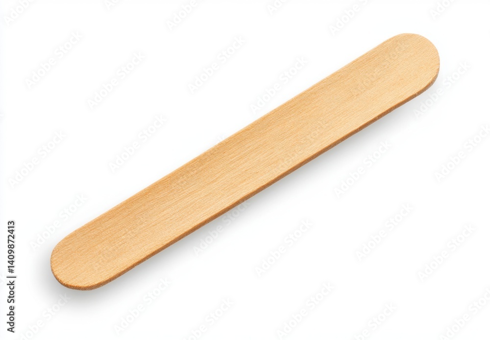 Flat Wooden Stick Isolated on White Background for Craft Projects Flat Wooden Stick Isolated on White Background for Craft Projects