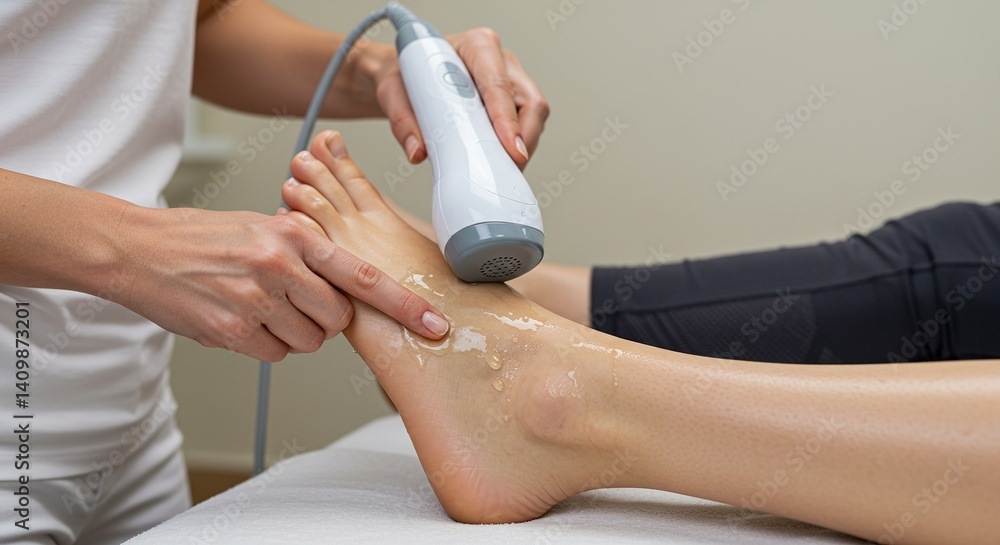 Foot treatment with ultrasound therapy