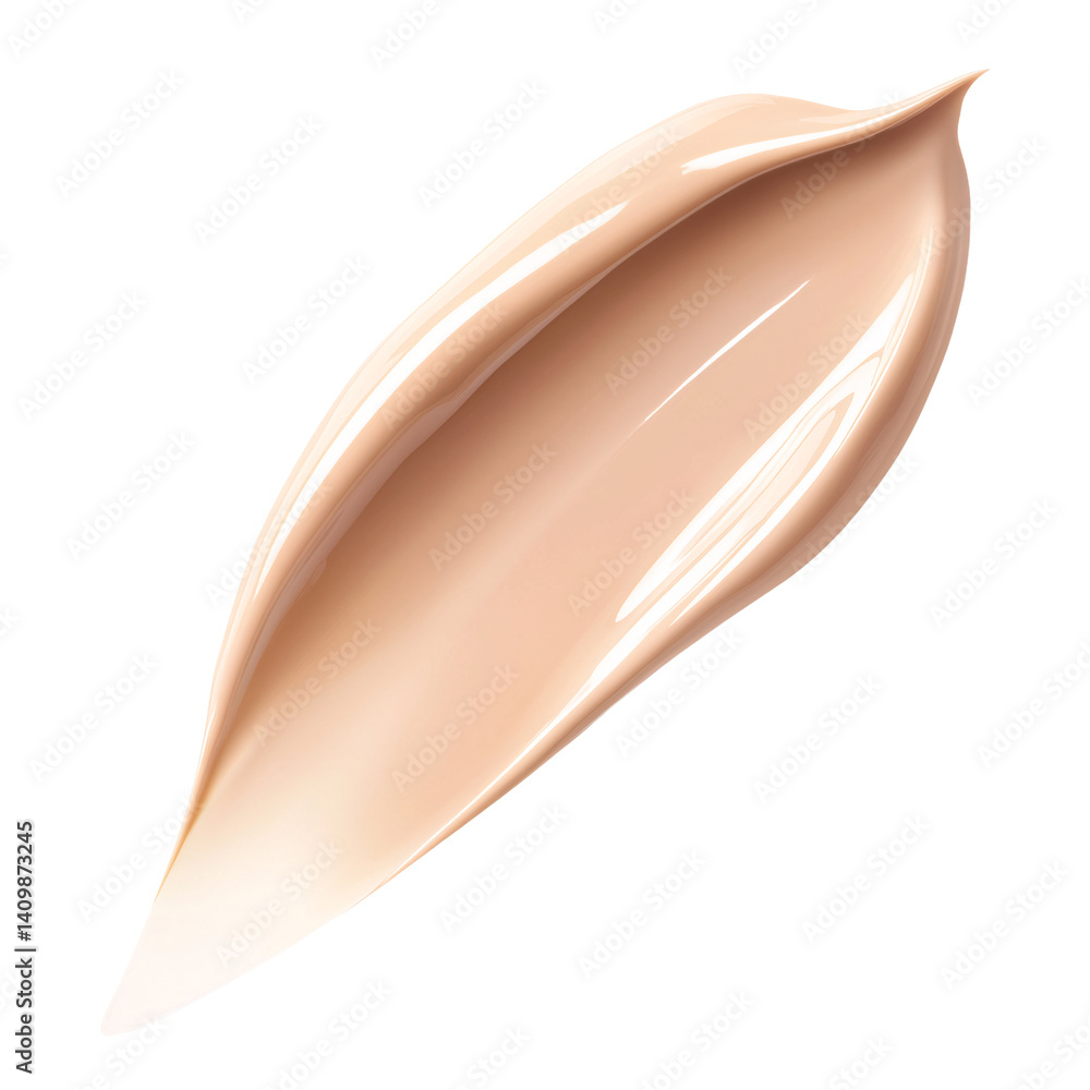 Fototapeta premium Beige foundation cream swatch on a transparent background, showcasing smooth texture and even tone for beauty and cosmetic concepts