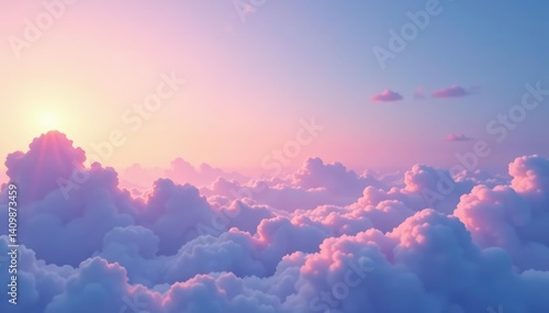 Subtle gradient sky, clouds seamlessly looping , tranquil, illustration, backdrop