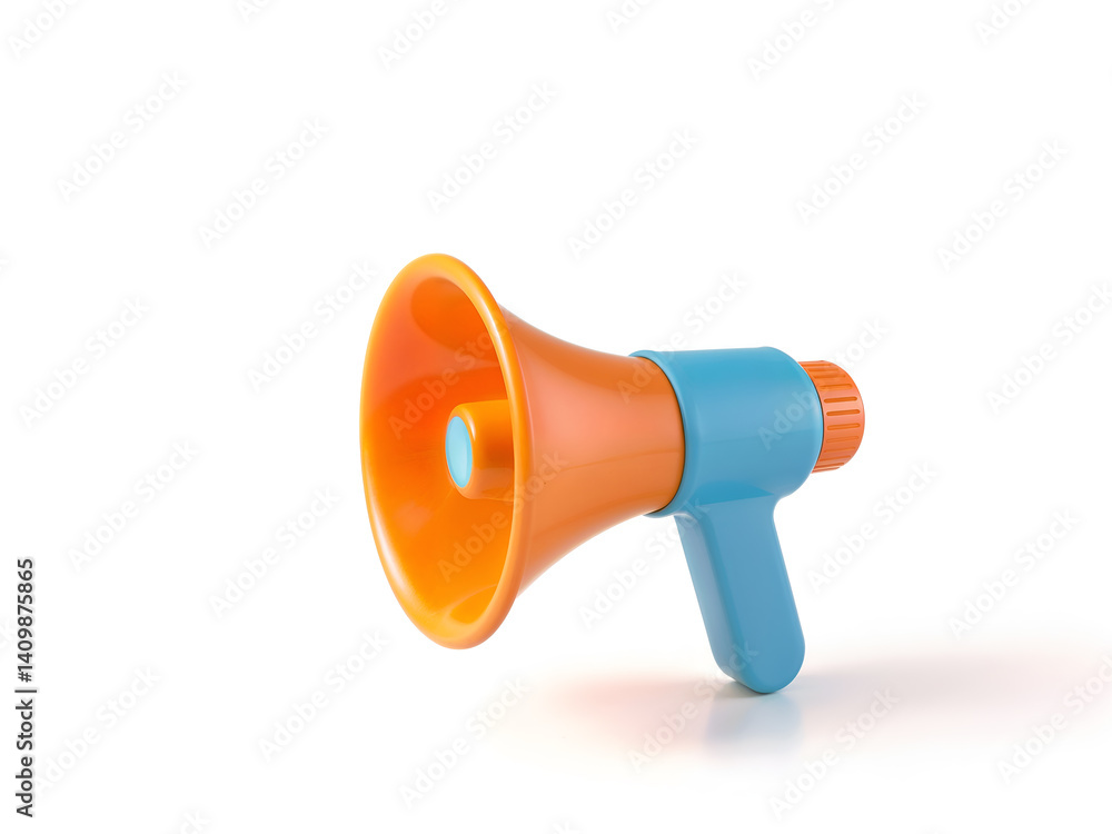 Realistic 3D loudspeaker in vibrant colors used for marketing and alerts. Generative AI