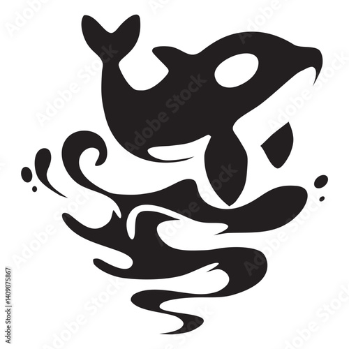 orca whale and water icon