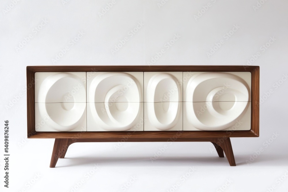 Fototapeta premium Elegant Modern Sideboard with Unique Textured Front Design