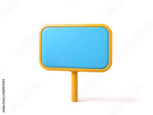 Obraz na płótnie Square-shaped 3D blue signage icon with yellow border, ideal for UI or road signs. Generative AI w salonie