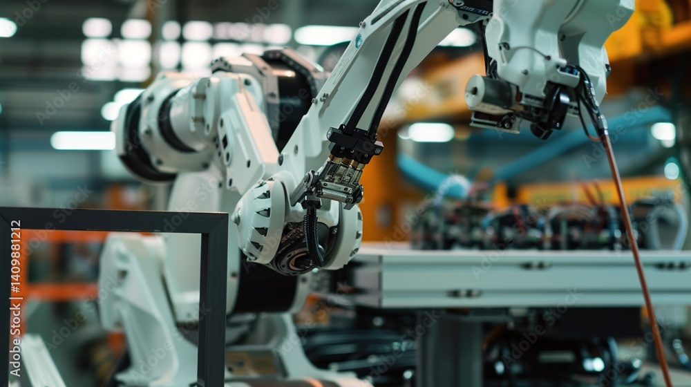 Advanced AI-Powered Robotic Arm in Smart Factory Automation, Industrial Robotics, and Futuristic Manufacturing Technology Advanced AI-Powered Robotic Arm in Smart Factory Automation, Industrial Robotics, and Futuristic Manufacturing Technology