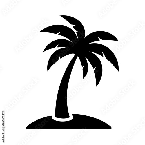 palm tree silhouette, palm tree icon silhouette on transparent background for web and graphic design, Coconut Tree Flat Black Vector Icon