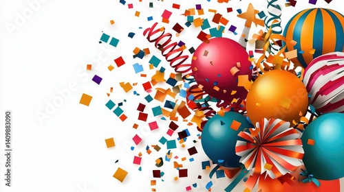 Obraz na płótnie A vibrant arrangement of colorful balloons and confetti, perfect for celebrations and festive occasions. w salonie