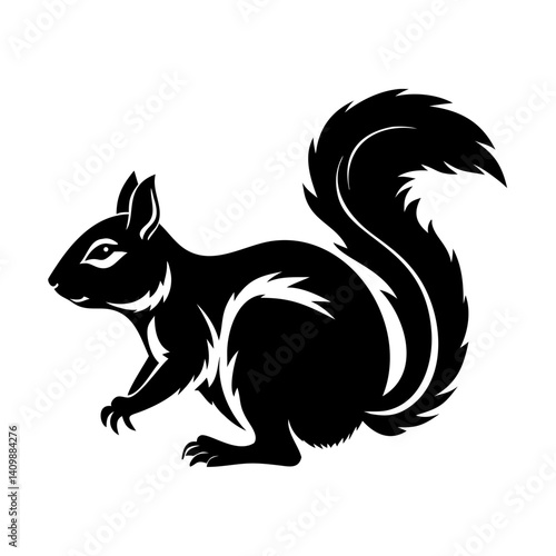squirrel with nut, Black Squirrel Silhouette Vector Art