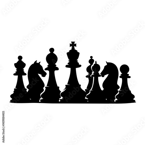 Chess Pieces Silhouette Vector – Classic Black Set PNG Art