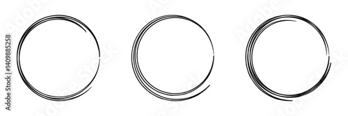 Hand drawn circle line sketch set isolated on white background. Vector circular scribble doodle round circles for message and for note mark .