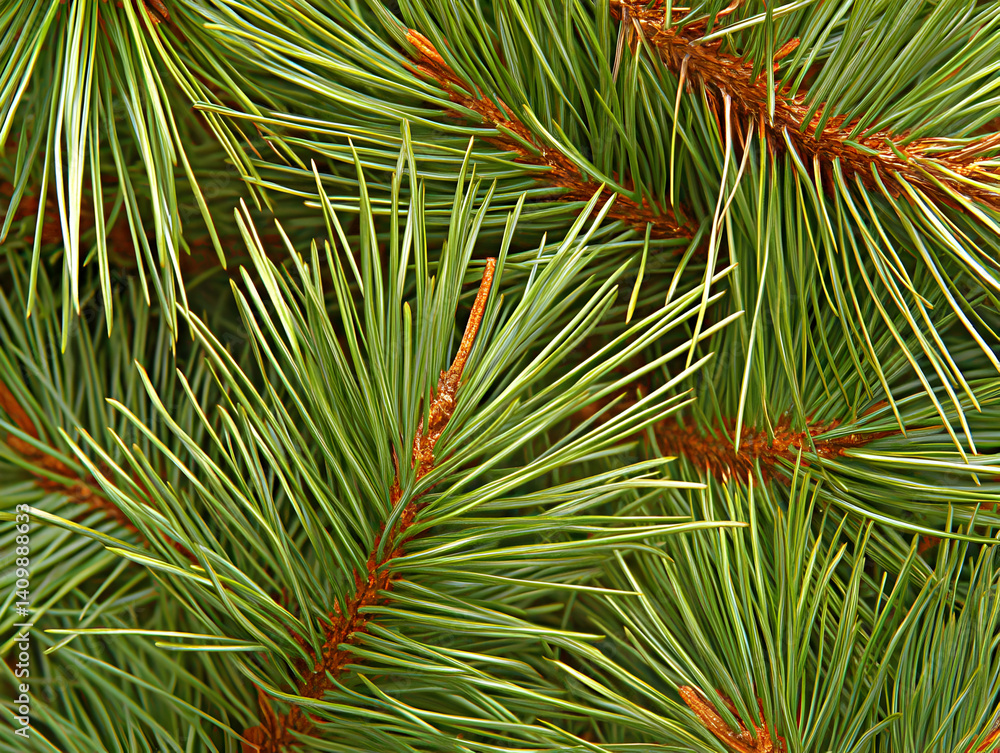 Closeup Of Pine Needles, Rustic Winter Decor Closeup Of Pine Needles, Rustic Winter Decor