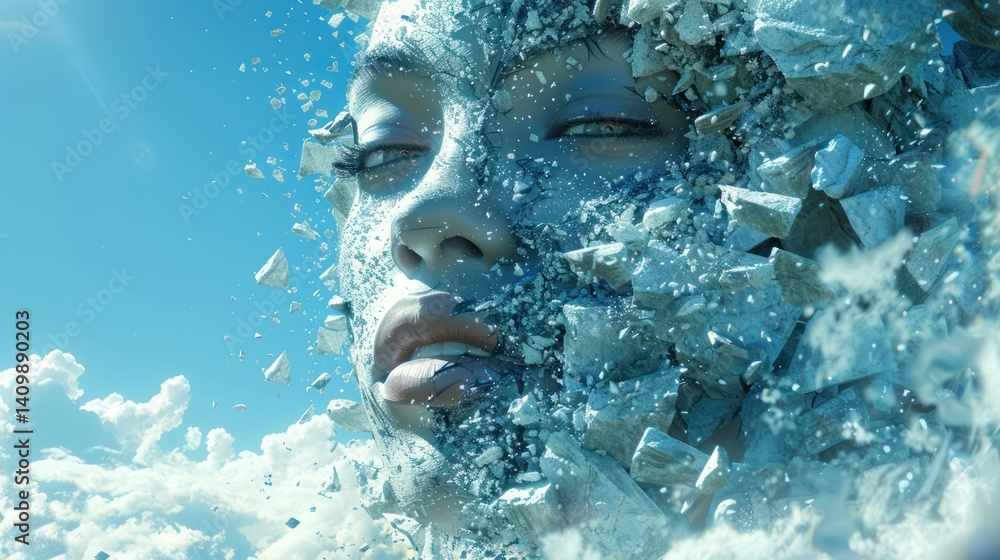 Shattered Face Against Sky Shattered Face Against Sky