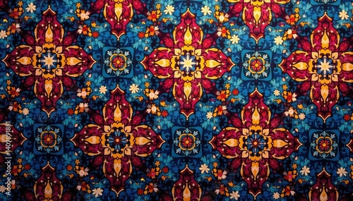 Geometric damask, repeating diamond & arabesque motifs, wallpaper, repeating pattern, textile