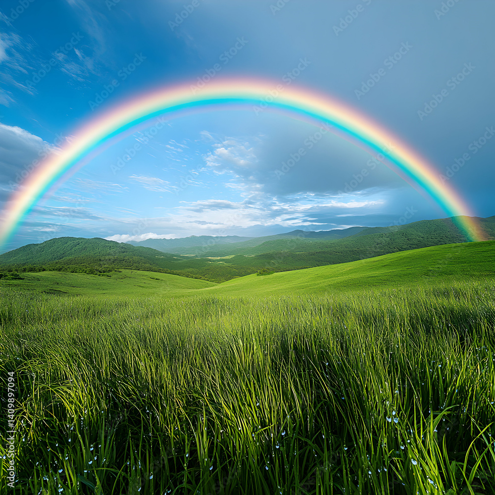 Double Rainbow Over Green Rolling Hills Double Rainbow Over Green Rolling Hills