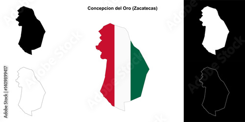 Concepcion del Oro municipality (Zacatecas) outline map set
