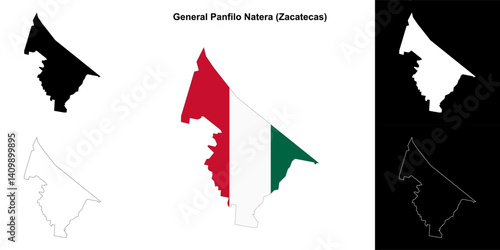 General Panfilo Natera municipality (Zacatecas) outline map set