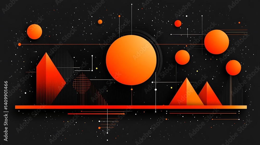 Fototapeta premium Abstract Geometric Space Landscape