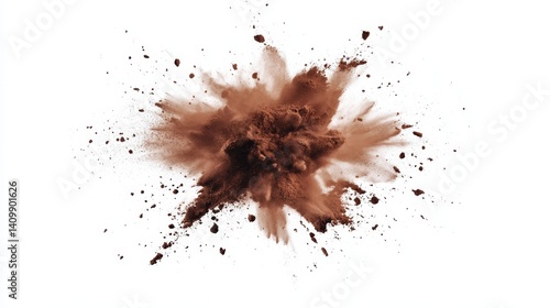 Fine brown spice powder is piled high on a white background, suitable for culinary experts and seasoning aficionados