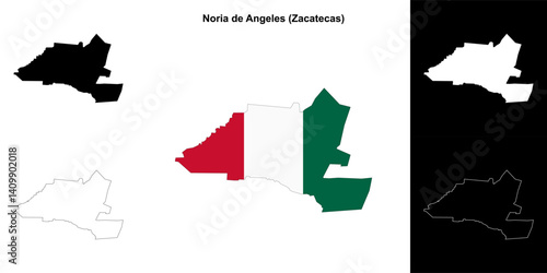 Noria de Angeles municipality (Zacatecas) outline map set