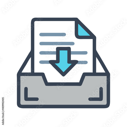 Inbox Tray with Documents Icon Representing File Management and Office Paperwork