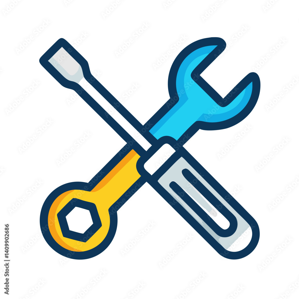 Screwdriver and Wrench Icon Representing Tools for Repair and Maintenance Screwdriver and Wrench Icon Representing Tools for Repair and Maintenance