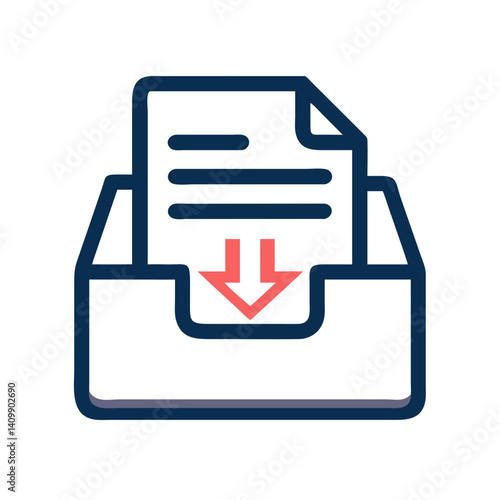 Inbox Tray with Documents Icon Representing File Organization and Office Paperwork