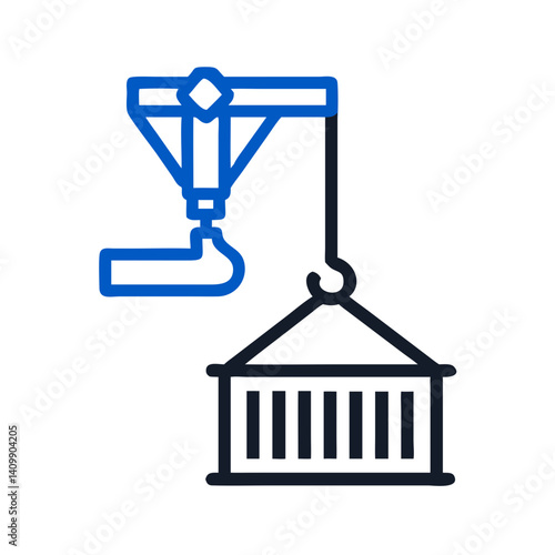 Crane Bucket Icon Representing Heavy Lifting and Construction Equipment