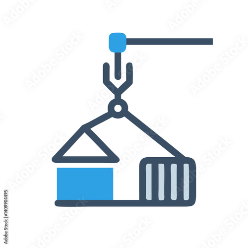 Crane Bucket Icon Representing Heavy Lifting and Construction Equipment