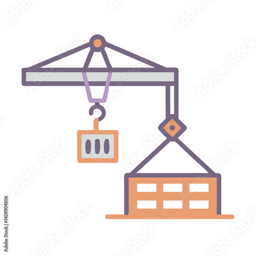 Crane Bucket Icon Representing Lifting Mechanism and Construction Equipment