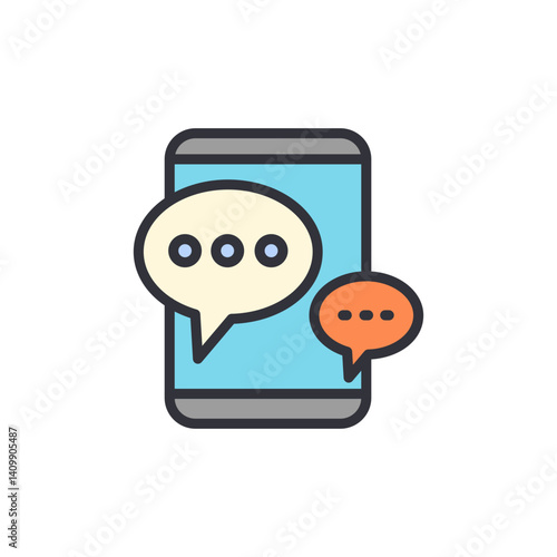 Wallpaper Mural Mobile chat colored icons, minimalist vector illustration ,simple transparent graphic element .Isolated on white background Torontodigital.ca