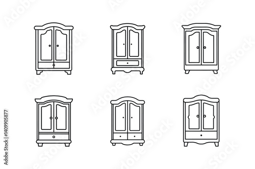 armoire line art vector illustration