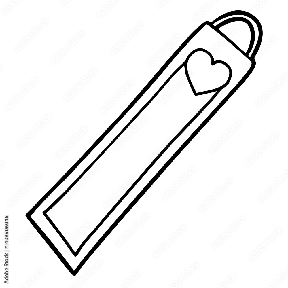 Bookmark with a heart top Line art vector Bookmark with a heart top Line art vector
